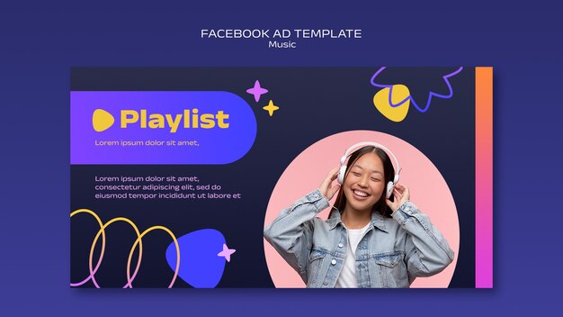 無料PSD グラデーションミュージックショーfacebookテンプレート