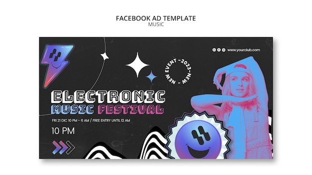 Free PSD gradient music show facebook template