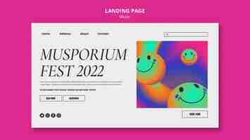 PSD gratuito modello di pagina di destinazione dello spettacolo di musica sfumata