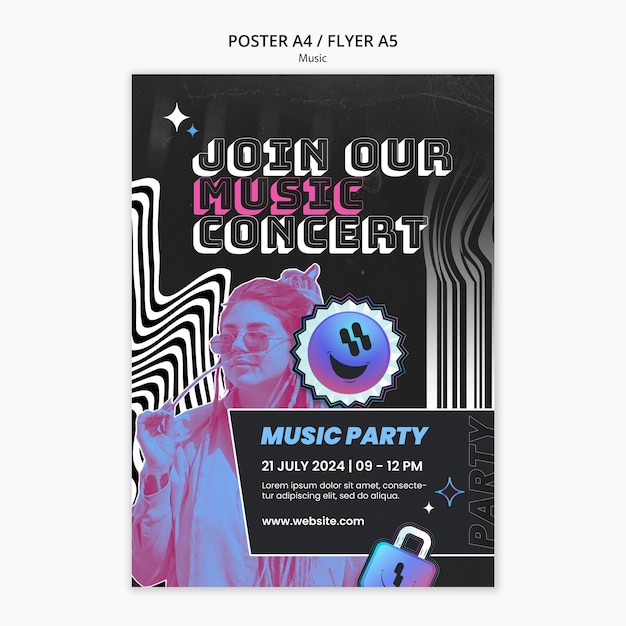 Free PSD gradient music show poster template