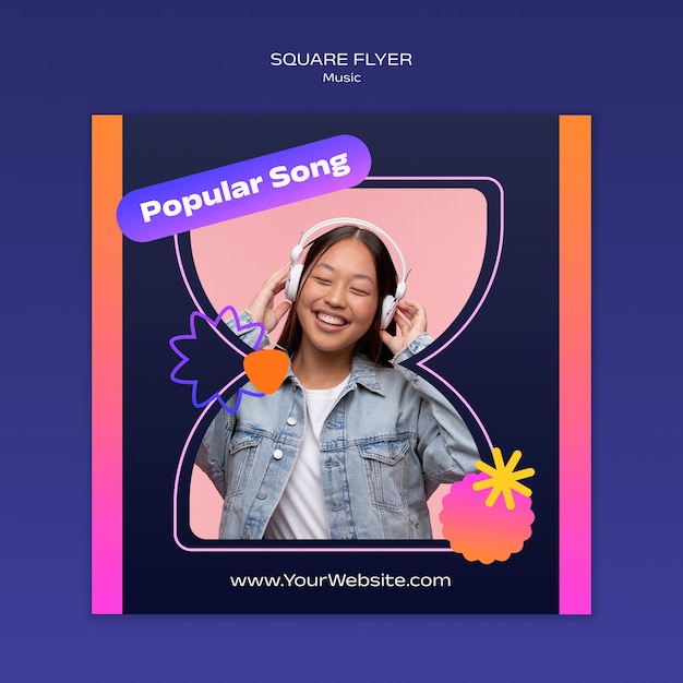 無料PSD グラデーションミュージックショースクエアフライヤーテンプレート