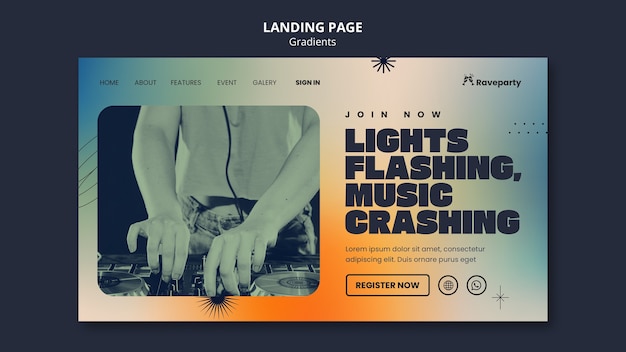 無料PSD グラデーション音楽テンプレート デザイン