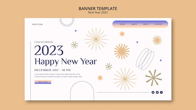 Free PSD gradient new year 2023 banner template