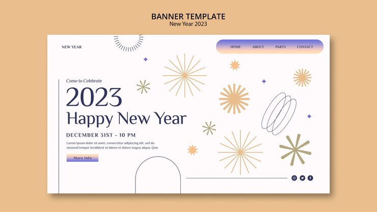 Free PSD gradient new year 2023 banner template