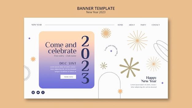 Free PSD gradient new year 2023 banner template