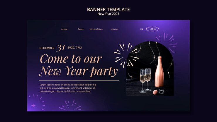 Free PSD gradient new year 2023 banner template