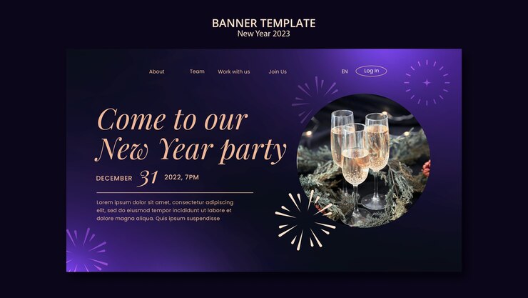 Free PSD gradient new year 2023 banner template