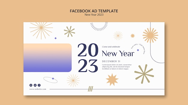 グラデーション新年2023 facebookテンプレート