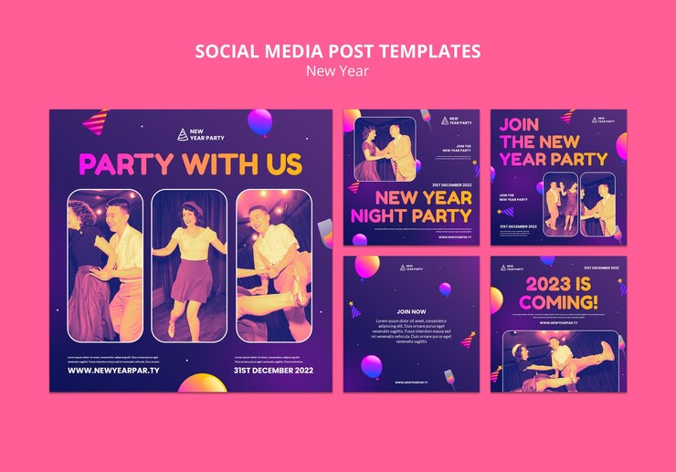 Free PSD gradient new year 2023 instagram posts