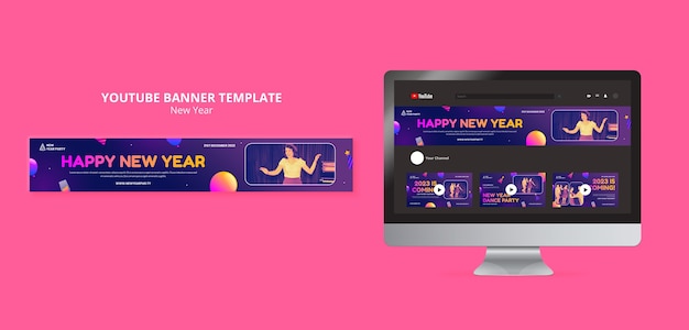 Free PSD gradient new year 2023 youtube banner