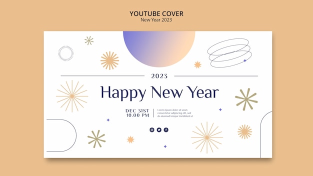 PSD gratuito gradiente copertina youtube del nuovo anno 2023