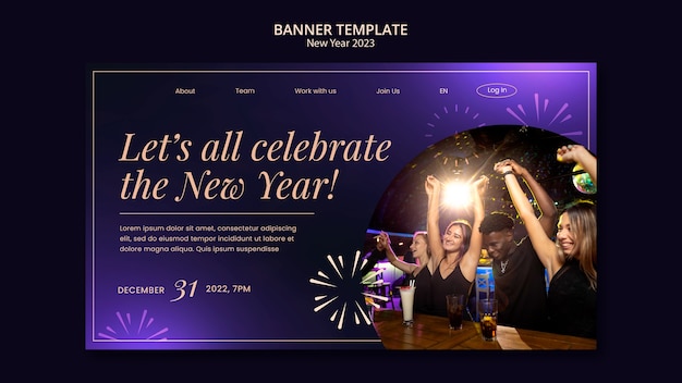 Free PSD gradient new year banner template