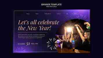 Free PSD gradient new year banner template