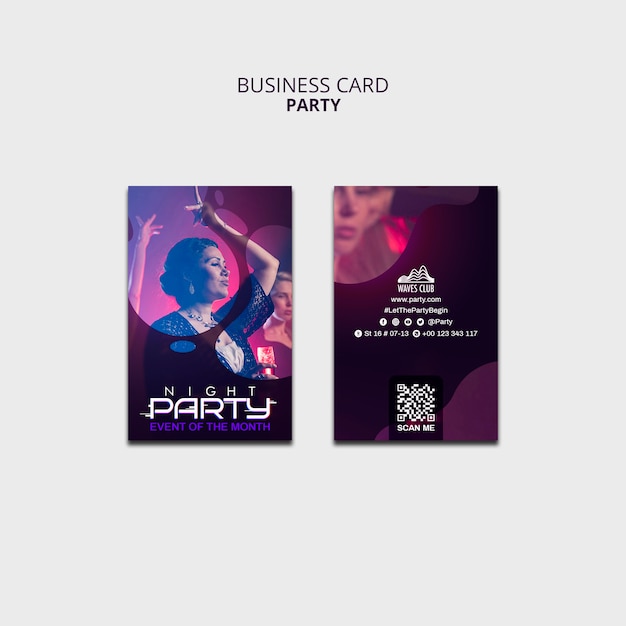 Free PSD gradient night party business card template