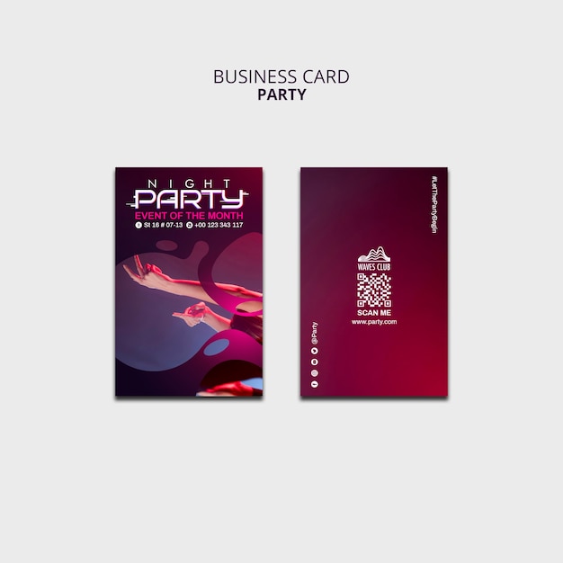 Free PSD gradient night party business card template