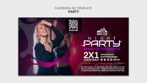 Free PSD gradient night party facebook template