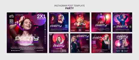 Free PSD gradient night party  instagram posts