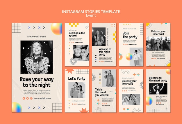 PSD gratuito storie di instagram della festa notturna di gradient