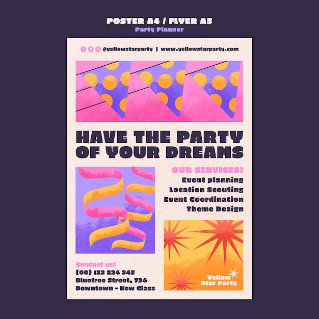 Free PSD gradient party planner poster template