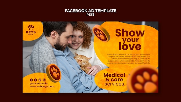 Gradient pet care facebook template