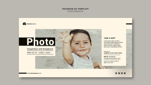 Gradient photography concept facebook template