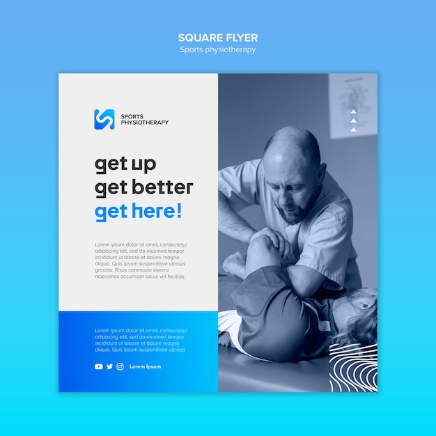 Free PSD gradient physiotherapy square flyer template