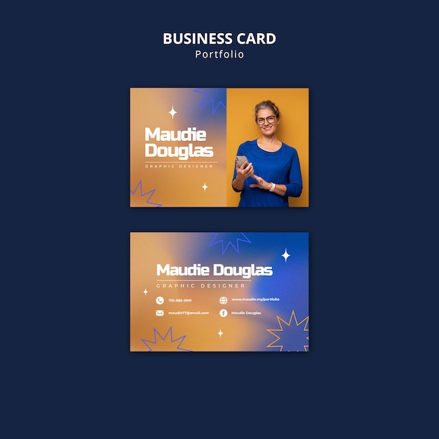 Gradient portfolio business card template