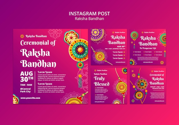 PSD gratuito gradiente post raksha bandhan instagram