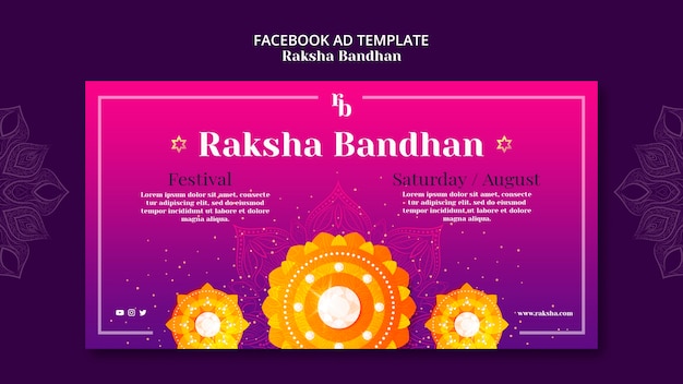 Modello promozionale di social media gradiente raksha bandhan con mandala