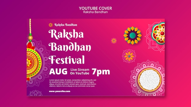 무료 PSD 그라디언트 raksha bandhan youtube 표지 템플릿