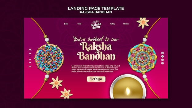 Free PSD gradient raksha landing page template