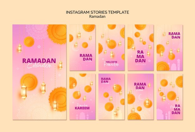 PSD gratuito gradient celebrazione del ramadan storie instagram