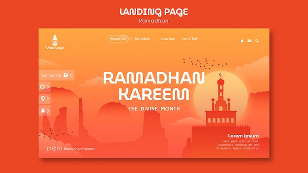 PSD gratuito pagina di destinazione della celebrazione del ramadan sfumato