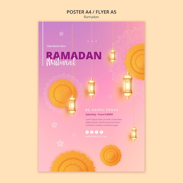 PSD gratuito poster gradiente per la celebrazione del ramadan