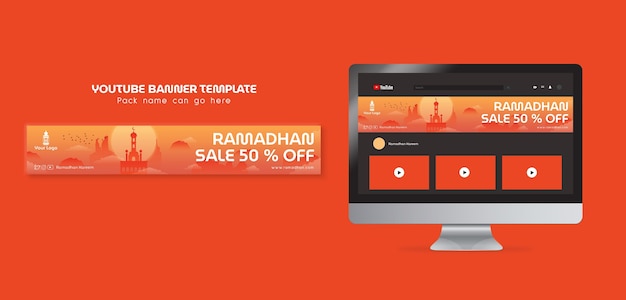 Free PSD gradient ramadan celebration youtube banner