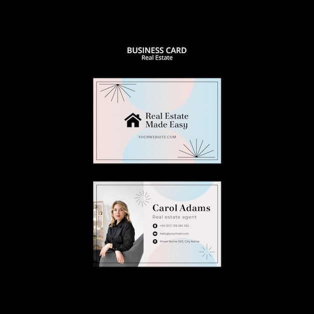 Free PSD gradient real estate business card template