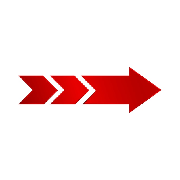 分離された赤いグラデーションの矢印