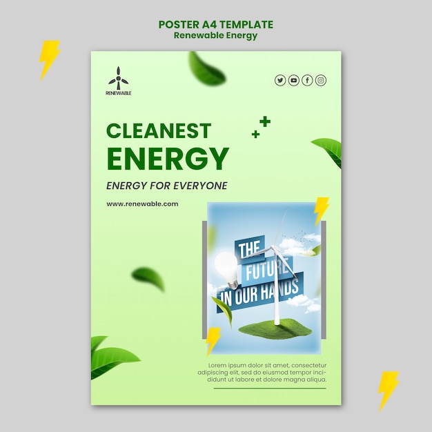 Бесплатный PSD Шаблон дизайна градиентной возобновляемой энергии