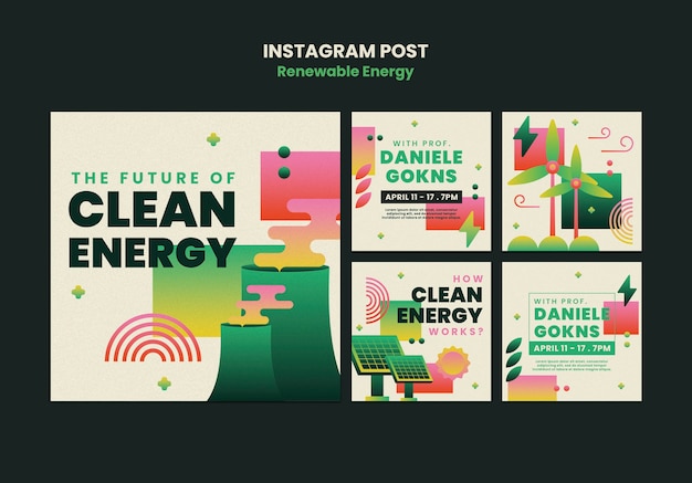 Free PSD gradient renewable energy instagram posts