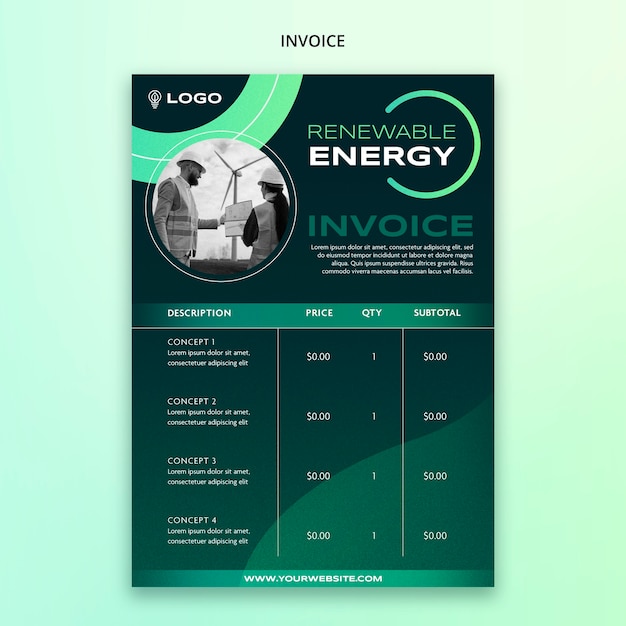 PSD gratuito modello di energia rinnovabile gradiente