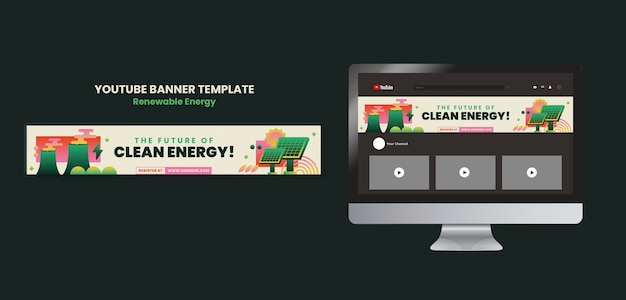 Free PSD gradient renewable energy youtube banner