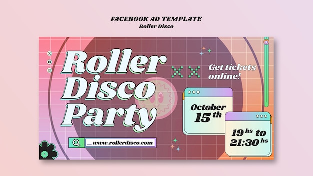 Free PSD gradient roller disco facebook template