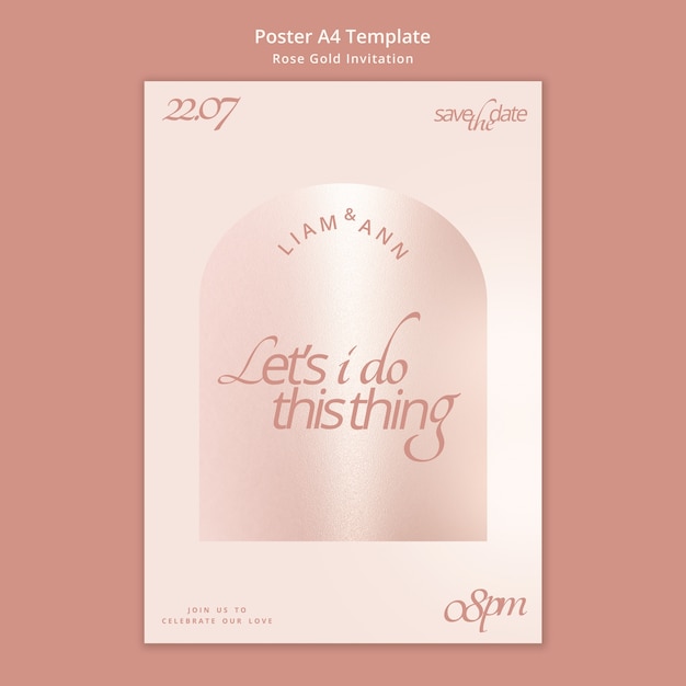 Free PSD gradient rose gold invitation poster