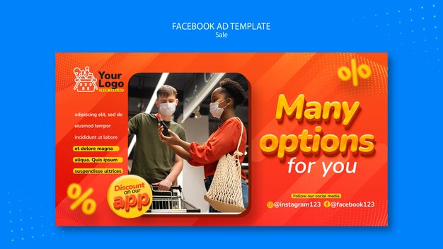 Gradient sale facebook ad template design