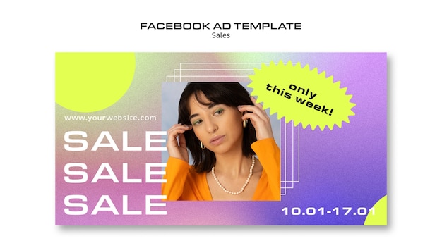 PSD gratuito modello facebook di sconto sulle vendite a gradiente