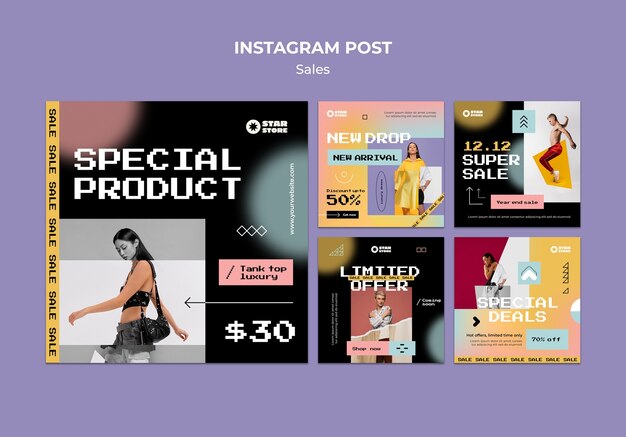 Post di instagram di sconto sulle vendite sfumate