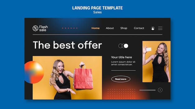 Free PSD gradient sales discount landing page template