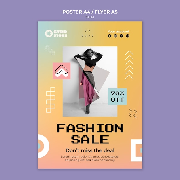 Free PSD gradient sales discount poster template