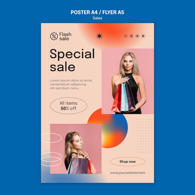 Free PSD gradient sales discount poster