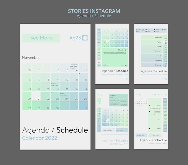 Free PSD gradient schedule design template